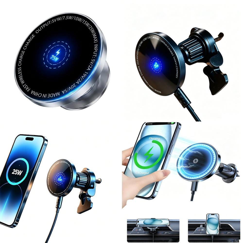 Powerful 15W 25W Strong Car Phone Mount Holder Wireless Magnetic Charger Excellent Fast Charger with Advanced Heat Dissipation