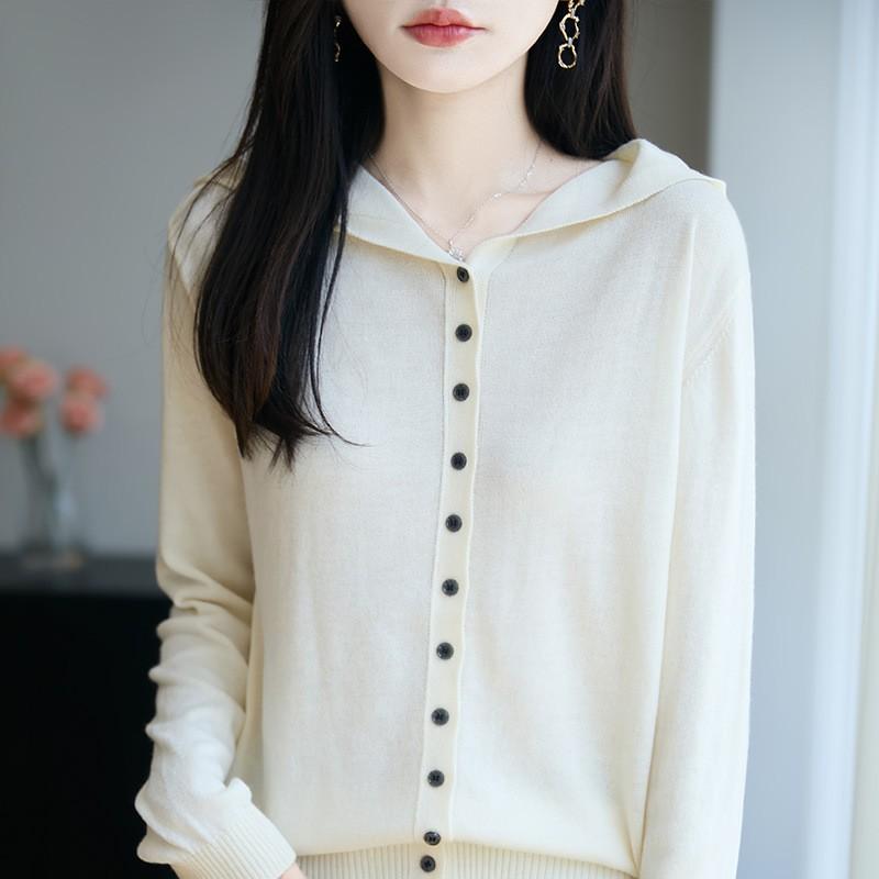 Damen Leichter Kapuzen-Strickcardigan Langarm Oversized Offene Vorderseite Pullover Lässige Bürokleidung