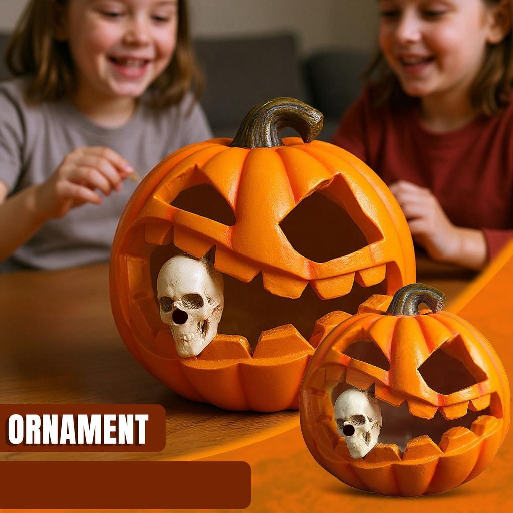 Vintage Halloween Pumpkin Resin Skeleton Table Decor for Party Decoration