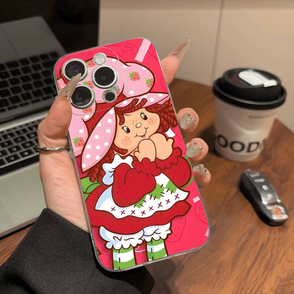 S-Strawberry-shortcake Girl Phone Case For IPhone 11 12 13 14 15 16 17 Pro Max Plus Transparent Back Cover