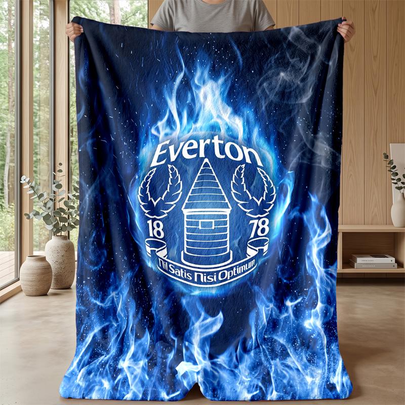 Everton Fußball Druck Flanell Decke, Weiche Warme Leichte Überwurfdecke für Sofa Bett Camping