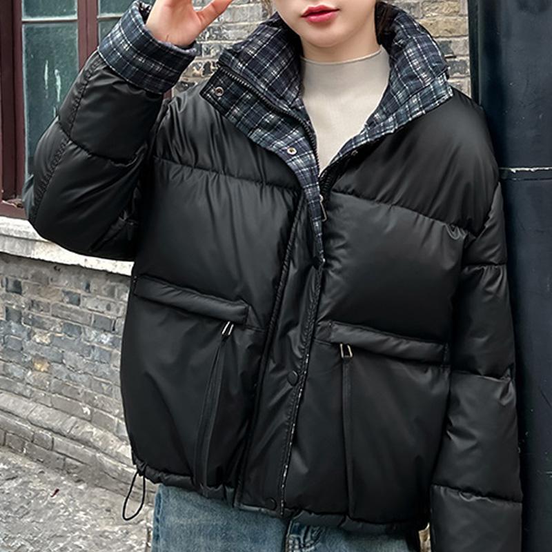 

Fashion Winter Woman Short Coat Stand Collar Loose Women s Parkas Thick Warm Jackets M чорний