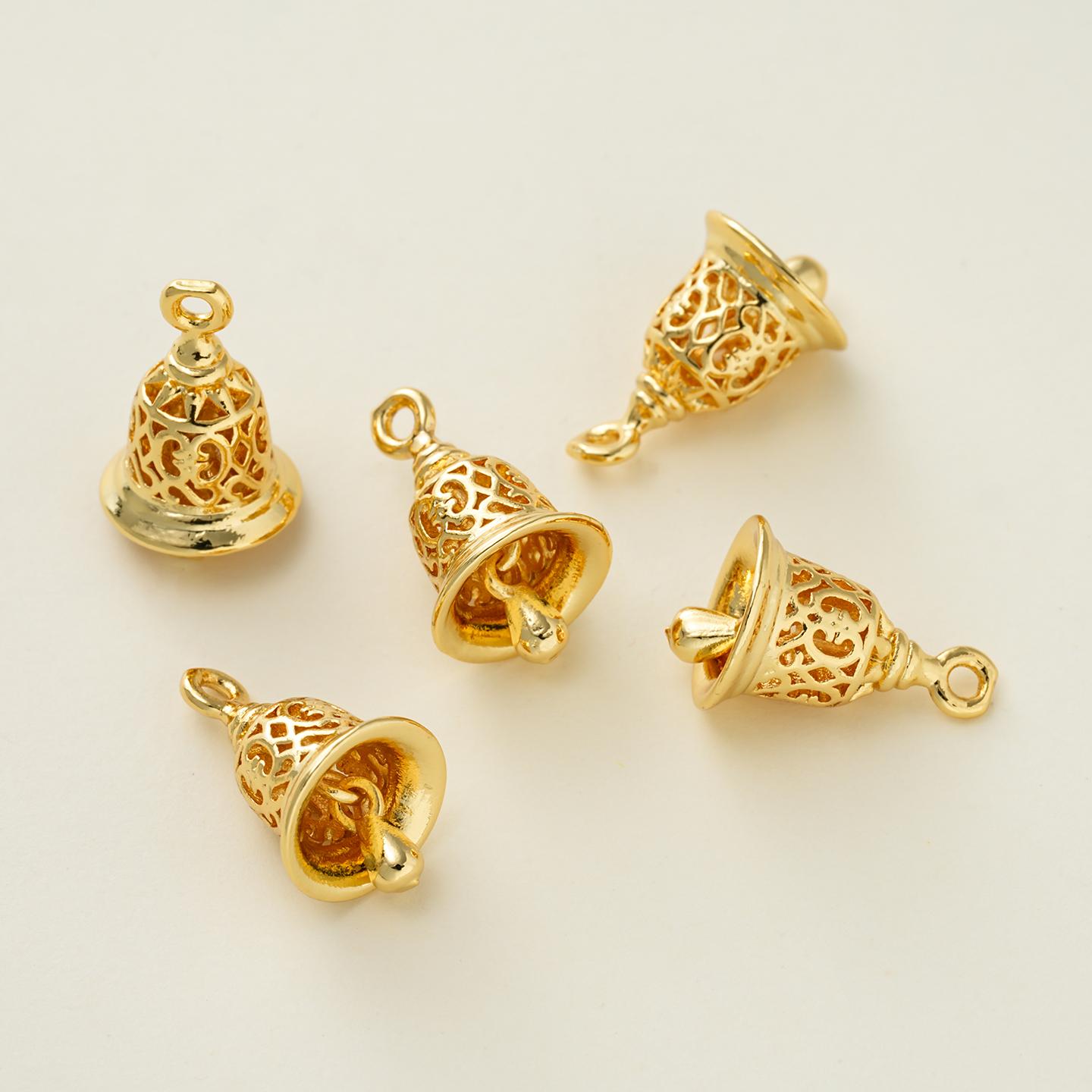 

2Pcs/Pack 14/18K Gold Color Plated Simple Hollow Bell Charms Pendants for DIY Bracelet Necklace Jewelry Making Accessories