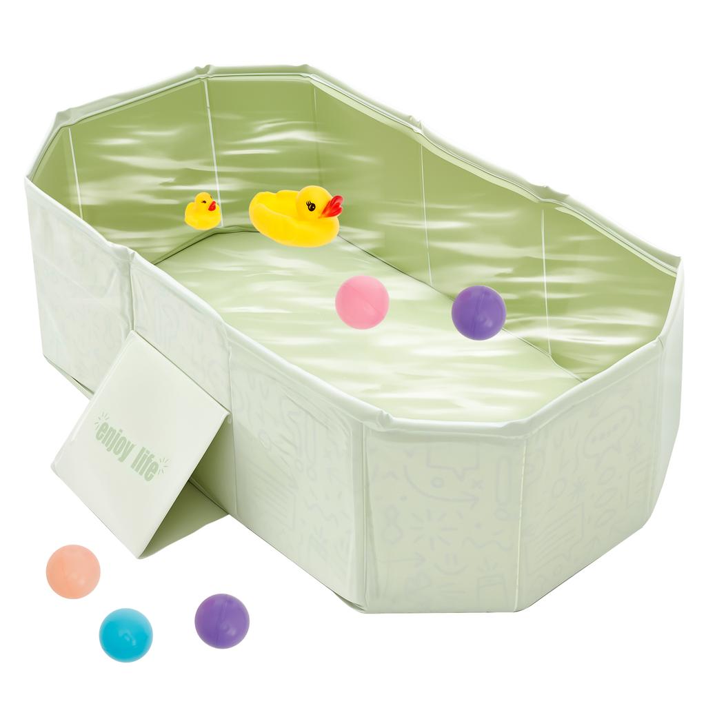Foldable Baby Bath Thickened Large Size Portable PVC Kids Tub Collapsible Durable Newborn Child SPA Hot Bathtub 5 Balls & 2 Duck