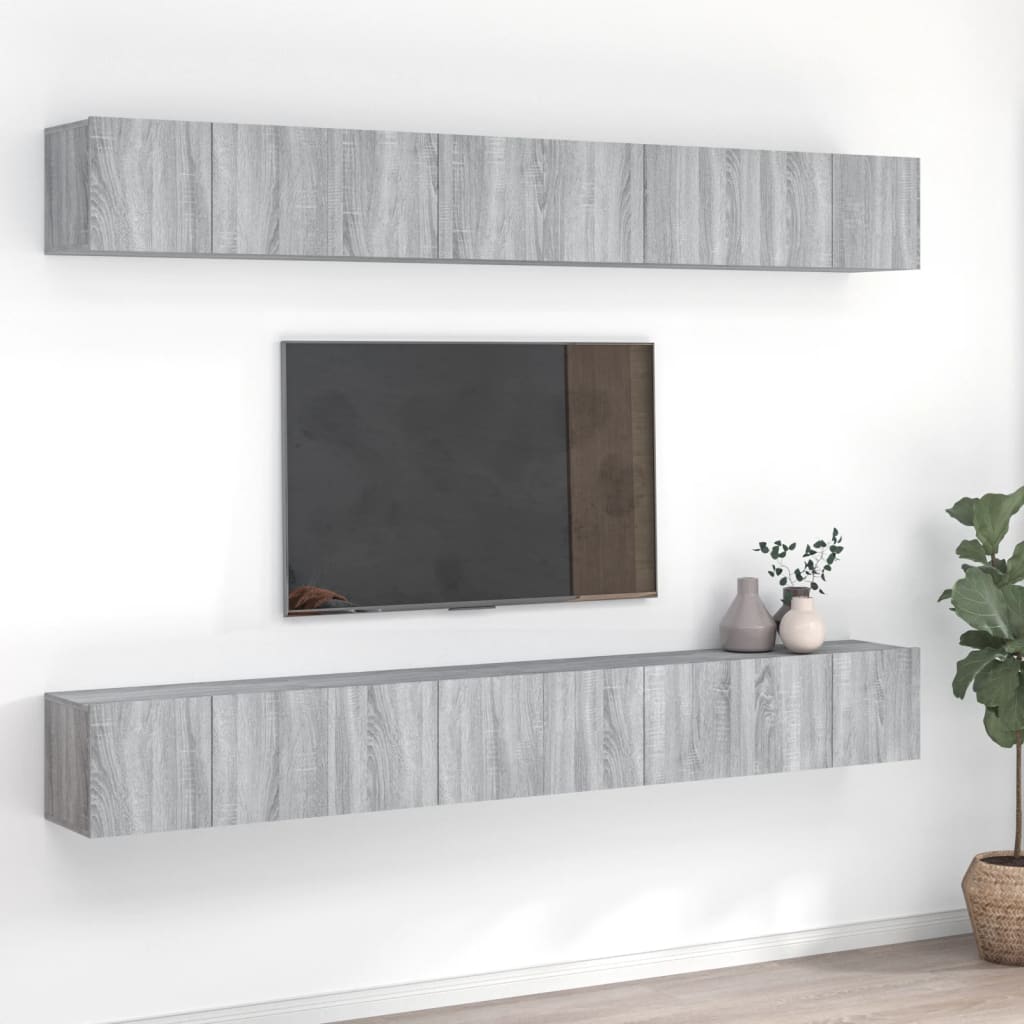 8 piece TV cabinet set gray Sonoma 60 x 30 x 30 cm engineered wood