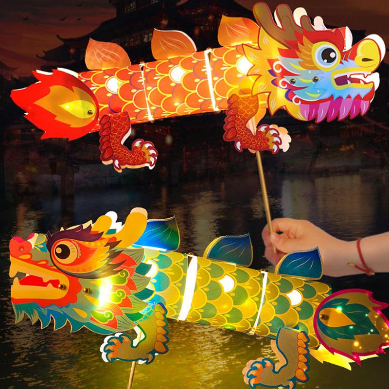 Svátek středu podzimu Starověký dračí lampionový tanec Rok draka Světelná hračka Národní vlna Zlatá rybka Dětský ručně vyrobený DIY lampion