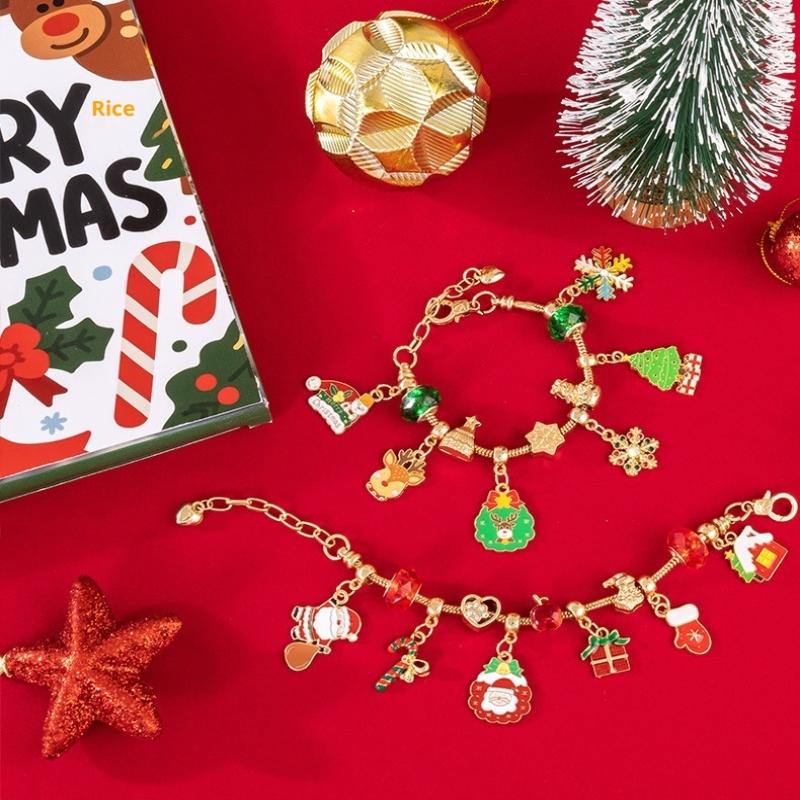 1 Set 24 Günlük Noel Geri Sayım Takvimi Sürpriz Kendin Yap Yaratıcı Takı Uçlu Yapım Kiti Noel Advent Takvimi Kız Bileklik