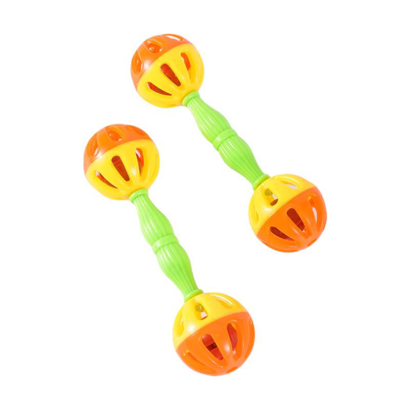 2PCS Parrot Toy Rattle Bite Resistant Bird Bite Toy Parrot Chewing Toy Double-head Bell Ball Toy Parrot Bite Toy