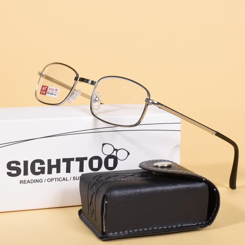 

Trend Foldable Metal Reading Glasses Men Portable Metal Eyewear Presbyopia Diopter Glasses with Case +50+75+175+500+550+600 +200 серебряный