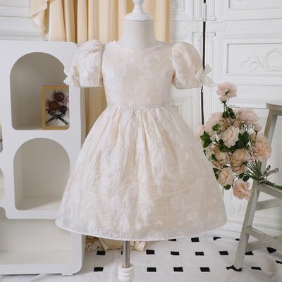 Children's Clothing New Spring Summer Girls' Bow Embroidered Puff Sleeve Princess Dress