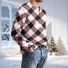 Herren Casual Rundhals Langarm T-Shirt mit Rippstruktur Weihnachtsdruck