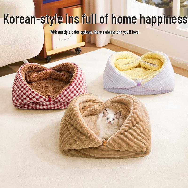 Cross-Border All-Season Semi-Closed Pet Bed for Small Dogs and Cats
