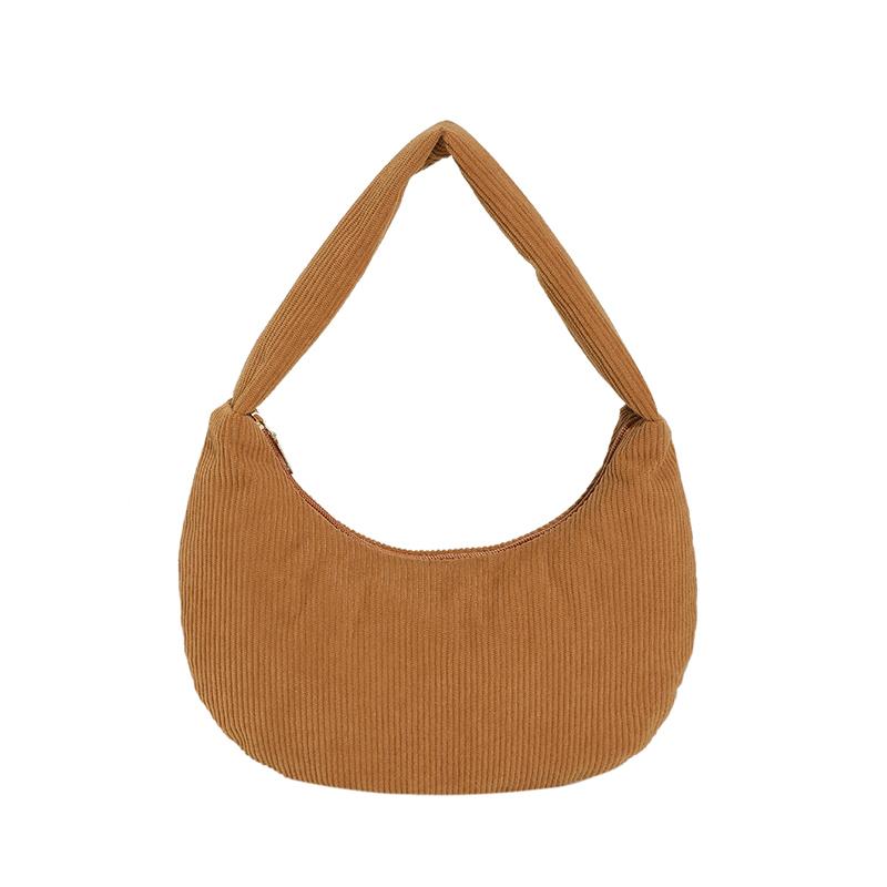 Women Daily Shoulder Bag Large Capacity Corduroy Chic Hobo Bag Solid Color Stylish Underarm Bags Padded Simple Dumpling Bag