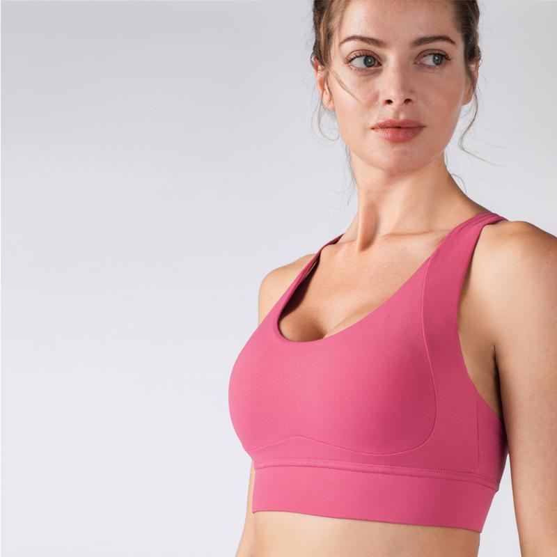 Women's Cross Sports Fitness Bra, Show Chest, Gather Back, Anti Shock Yoga Sports Bra