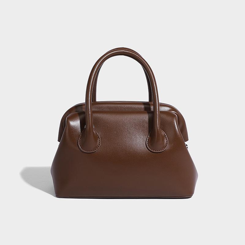 

2024 Fall/Winter New Niche Handbag Fashionable and Elegant Large Capacity Single Shoulder Crossbody Boston Pillow Bag кавовий