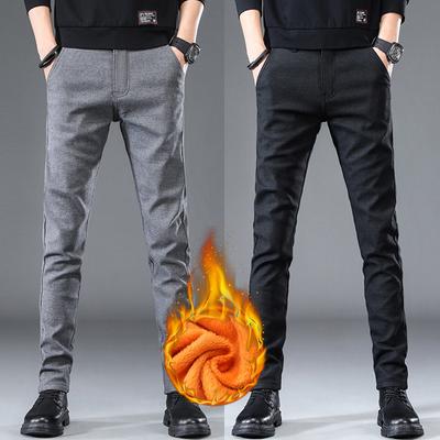 Herbst und Winter mit Plüschverdickung/Regulär optional Slim Fit und warme Herren-Freizeithose und Röhrenhose für Oberbekleidung
