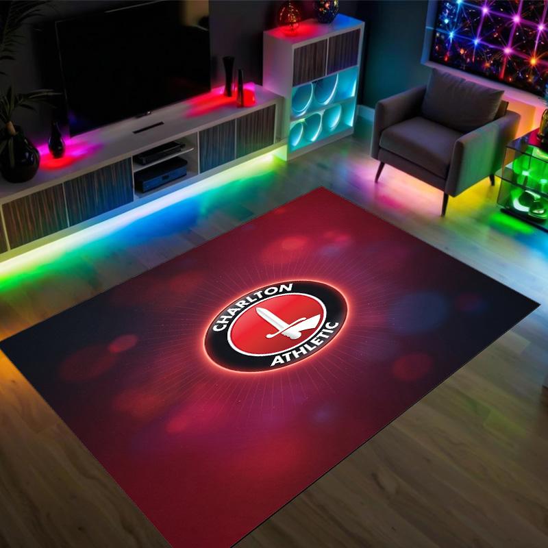 Charlton Athletic FC Design Crystal Velvet Carpet Cozy Non?Slip Printed Rug For Bedroom Living Room Entrance
