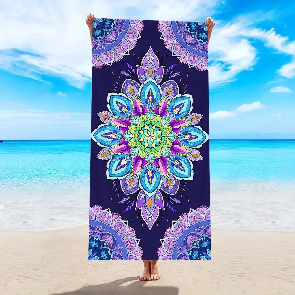 2D Flat Printed Nautical Theme Beach Towel Soft Peach Skin Quick Dry Bath Towel Swimming Pool Travel Summer Vacation Beach Decor