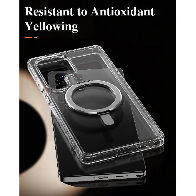 IMCHEN for Samsung Galaxy S25 Ultra Protective Clear Case with Enhanced 360° Swivel Ring Holder, Clear