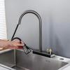 Chrome Plated Gun Gray Hot And Cold Water Tap Kitchen Sink Faucet Household Pull-out 304 Stainless Steel Faucet