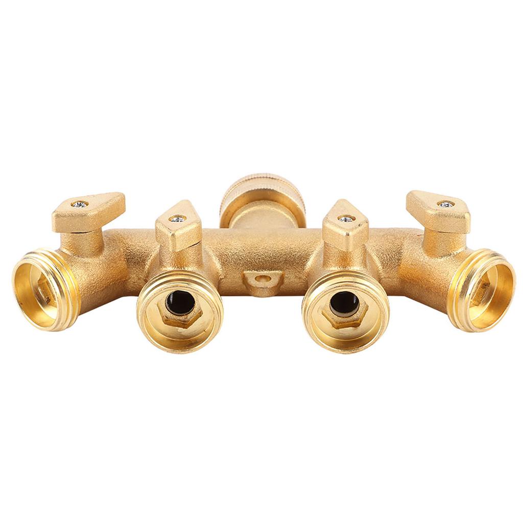 Brass Garden 4 Way Hose Splitter Hose Adapter Ball Valve Water Faucet Valve Connector