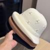 Winter New Style Curled Handmade Rhinestone Decorated Woolen Hat Japanese Style Warm Fisherman Hat Ladies Elegant Basin Hat Trend