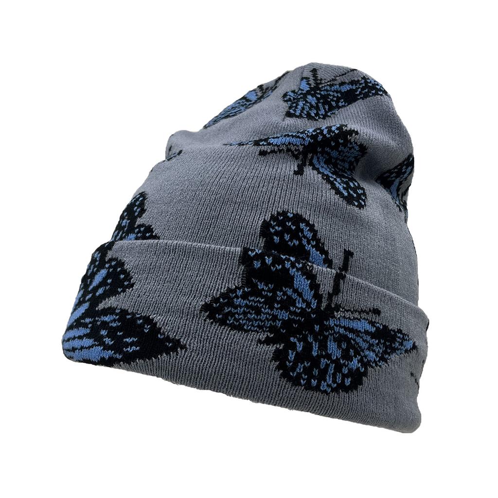 Butterfly pattern knitted hat men's and women's jacquard hat popular hat hip-hop hat alphabet hat trend street