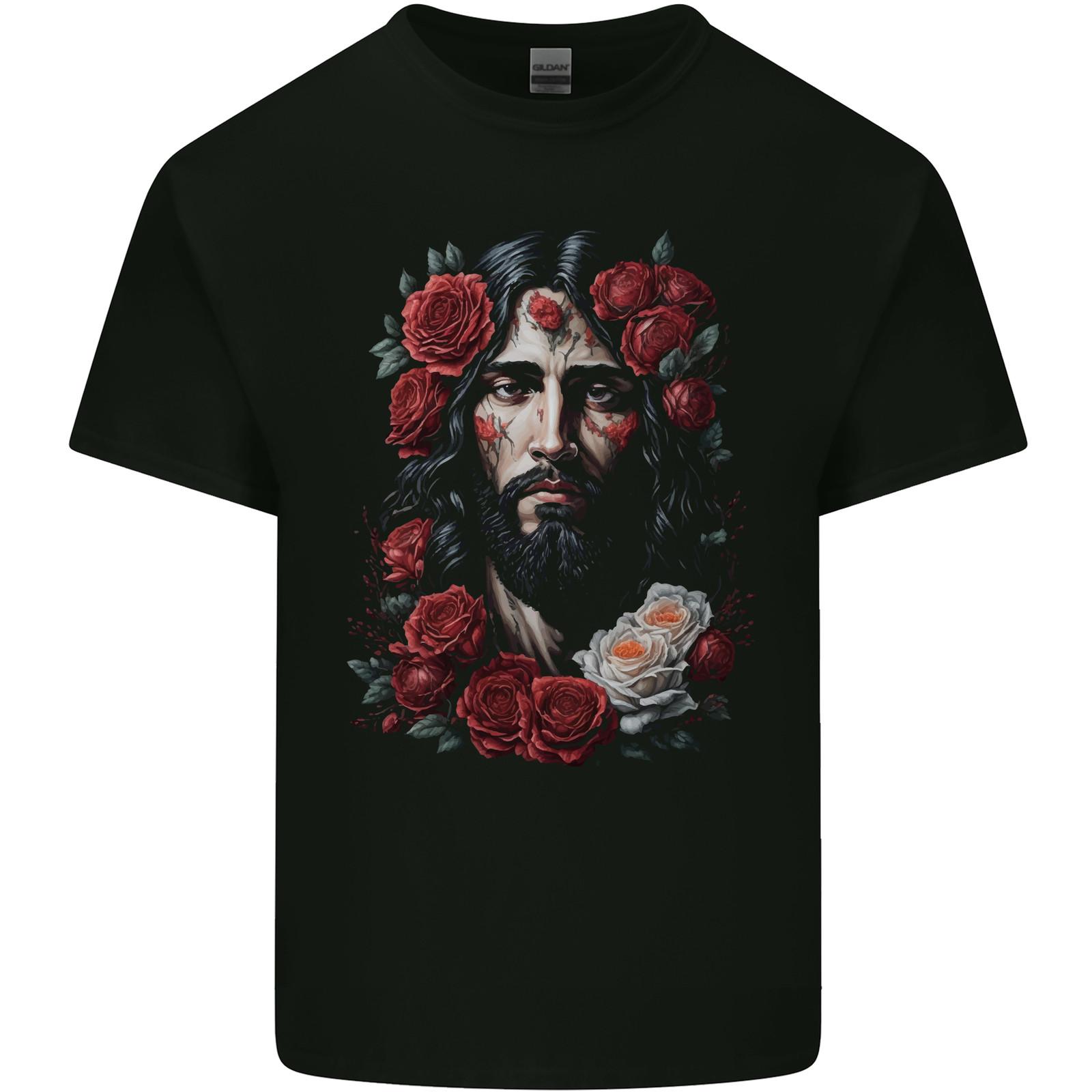 26 Jesus Christ With Roses Mens Light Cotton T-Shirt Unisex T-Shirt XXXXL