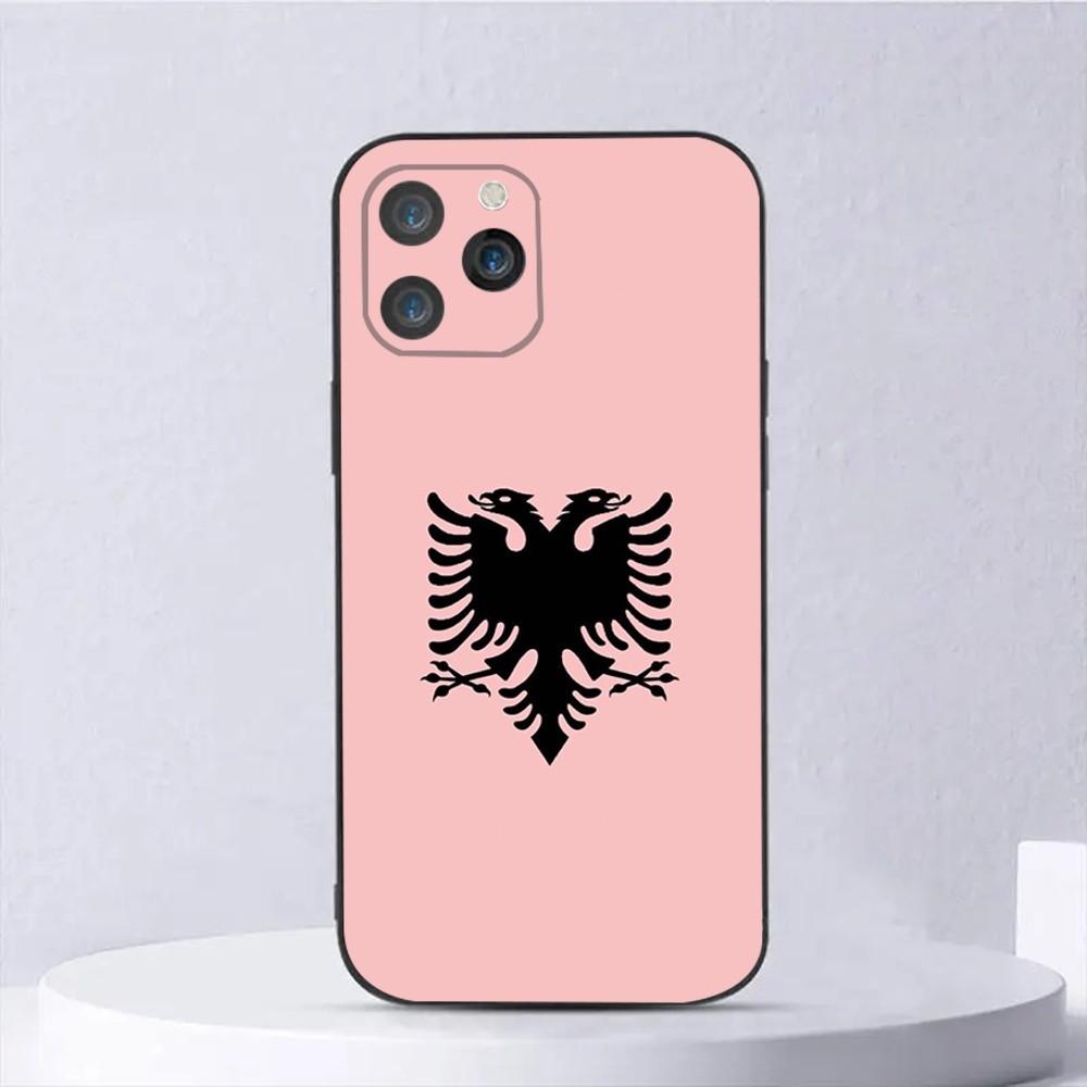 Albanian Skenderbeu Flag Phone Case For iPhone 16,15,14,13,12,11,Plus,Pro Max,XS,X,XR,SE,Mini,8,7 Soft Silicone Black Cover iPhone14