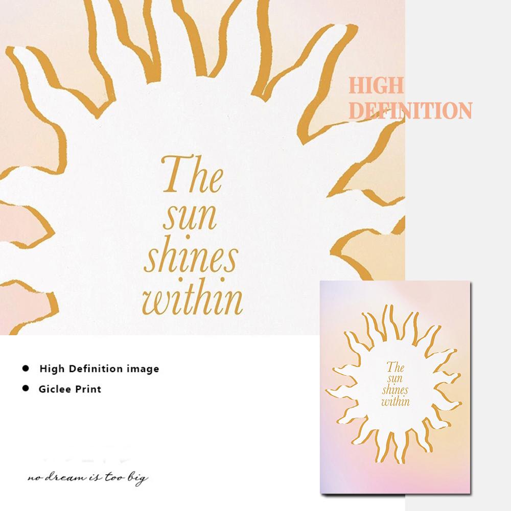 Abstract Sun Moon Prints Daily Manifest Poster Law of Attraction Angel Numbers Canvas Painting Universe Quote Wall Pictures