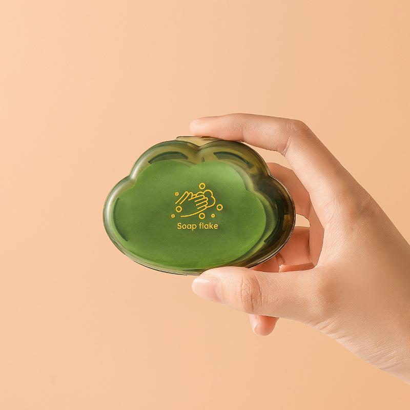 50 Stück Einweg-Seifenpapier, tragbare Reise-Seifenblätter, kreative Wolkenform, duftende Scheibe, Taschenseife, Mini-Handwaschbox