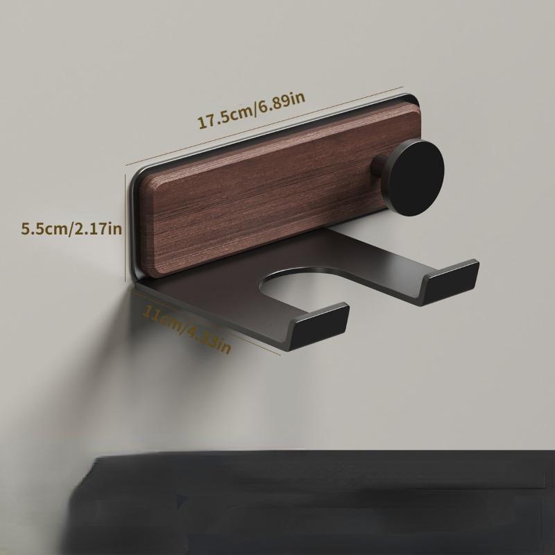 Walnut Hair Dryer Storage Rack, Bathroom, Washbasin, Non Perforated Air Duct Hanging and Storage Rack, Wall Mounted Bracket