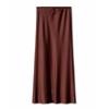 A Line Long Satin Skirts for Women Black Elegant High Waist Maxi Beige Skirts Silk Lace Up Long Skirt Women