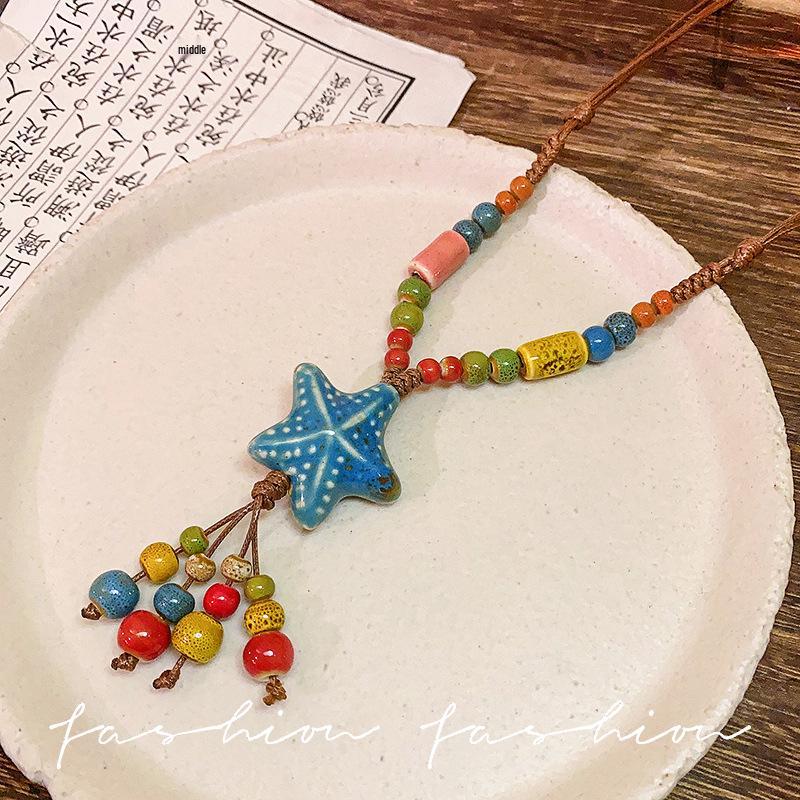 Colier Etnic Stil Ghioc de Stejar: Accesoriu de îmbrăcăminte unisex din bumbac și in țesut manual