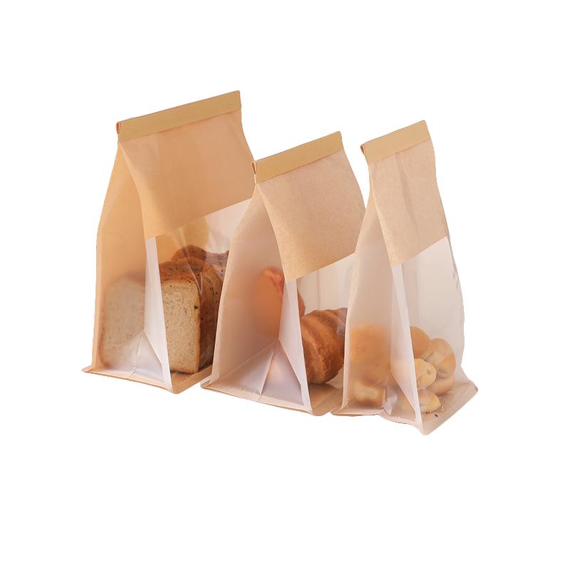 20pcs StoBag Kraft Bakery Bags with Clear Window Reclosable Zipper Bags for Bread Cookies Pastry Candy Cafe Takeout