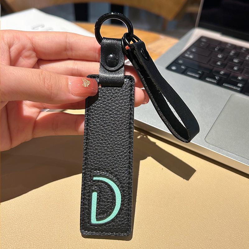 Leather Alphabet Keychain Tags for Car Ornaments & Luggage
