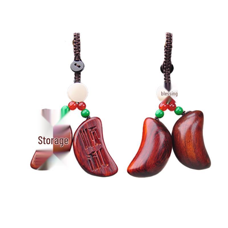 

Golden Sandalwood Good Luck Car Keychain Pendant - Exquisite Literary Charm with Raw Wood Carving.