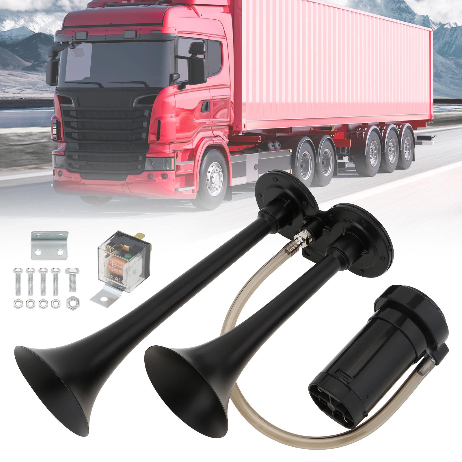 

12V 185дБ Супергромкий музыкальный пневмосигнал с пятью дудками и компрессором черный для грузовиков и автомобилей