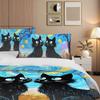 Cute Black Cat Starry Night Bedding Set 3D Print Duvet Cover Pillowcase Van Gogh Inspired for Teens Adults, Twin/Queen/King Size