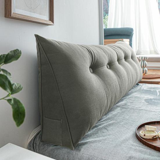 Headboard Wedge Pillow Triangular Headboard Cushion With Side Pocket Bed Bolster Pillow