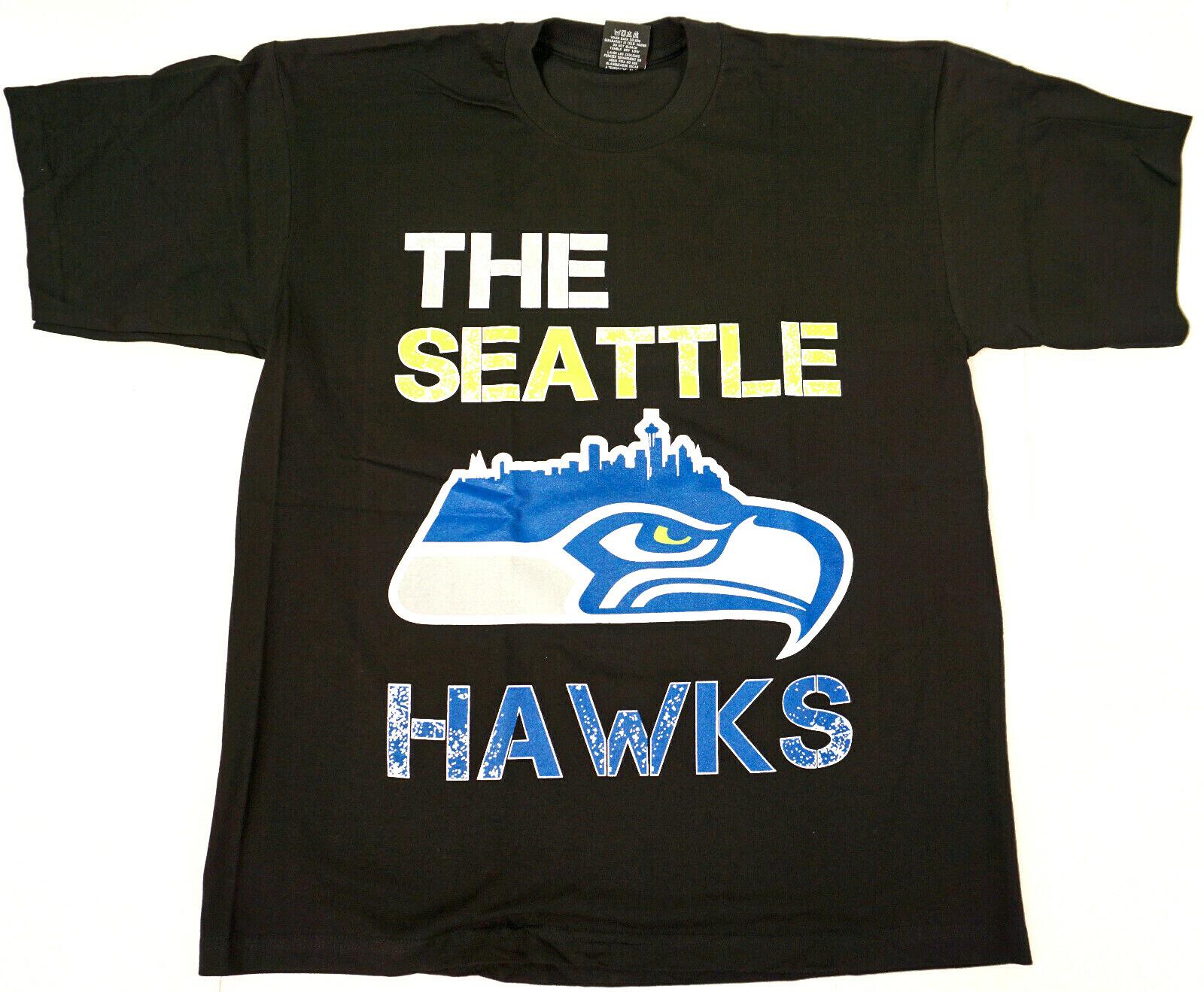 SEATTLE T-shirt SEAHAWKS Football Tee Men s XL Black New XXXXL