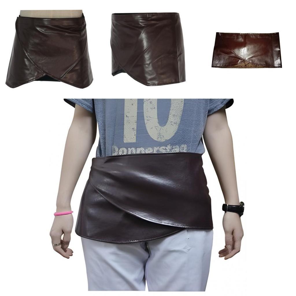 Dark Brown Game Role Playing Anime Character Imitation Mini Skirt Velcro Design