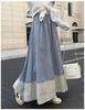 Damen Hohe Taille Japanischer Retro Streifen A-Linien Schirmrock – Schlankmachend und Elegant für Frühling/Sommer