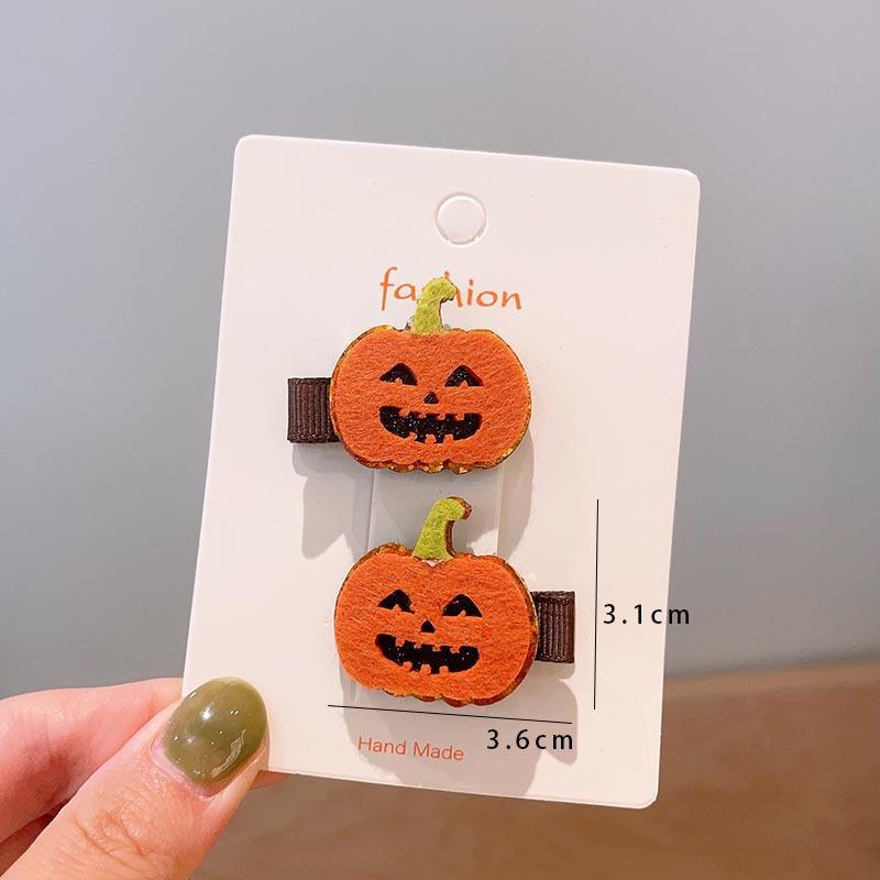 Halloween Children's Hair Accessories, Pumpkin Ghost, Funny Handmade Hair Clips, Black Bat Bow, Girl Party Hair Clips