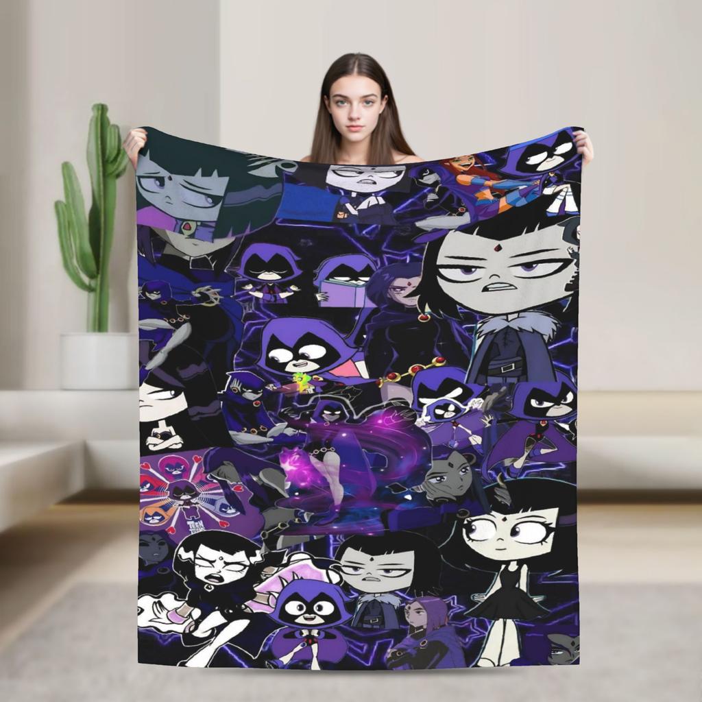 Teen Titans Go Beast Boy Decke Flugzeug Reise Flanell Bettwäsche Überwürfe für Couch Sessel Sofa Bett Super Weiche Tagesdecke Geschenkidee
