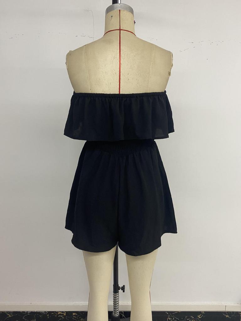 2026 Spring/Summer Women's Sleeveless Bandeau Ruffled Romper - European & American Holiday Style