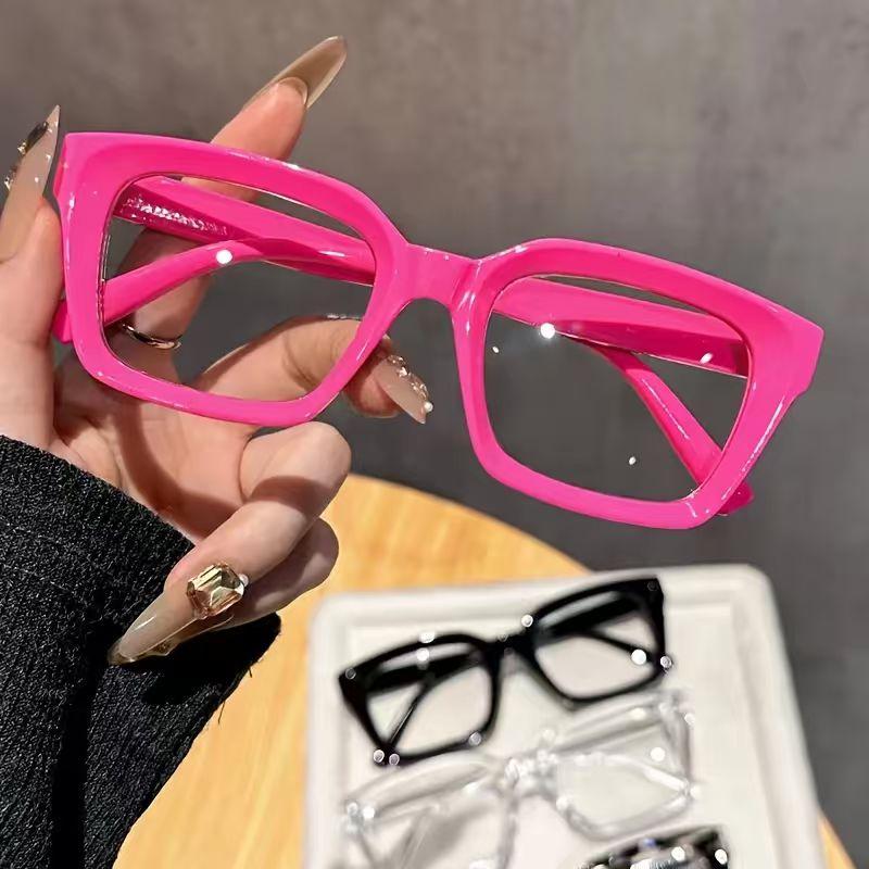 2Pcs/3Pcs/4Pcs Fashionable Rectangular Frame Non-Prescription Glasses, Multi-Color Frames, Transparent Lenses, for Daily Wear