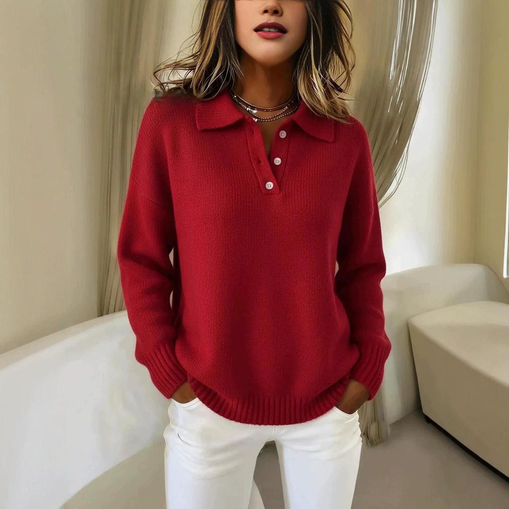 2025 Soft and Fluffy Women's Lapel Long Sleeve Sweater - Autumn/Winter European & American Lazy Style