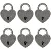 6 Pieces Small Padlock Heart Shaped Antique Padlocks Metal Mini Lock With Key