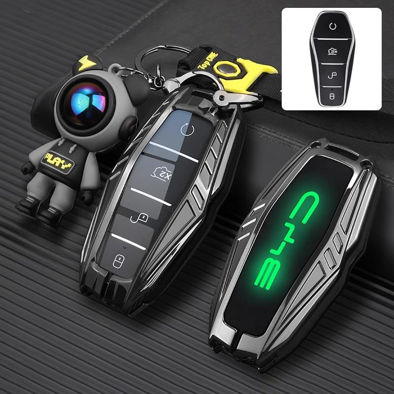 Car Zinc Alloy Leather Key Case Cover For BYD Atto 3 Han EV Dolphin Lied Tang Dm Qin PLUS Song Pro MAX Yuan Keychain Accessories